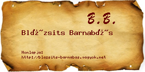 Blázsits Barnabás névjegykártya